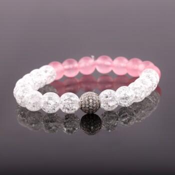 Doğal Pembe Kuvars ve Necef Taşı Kadın Bileklik - Osmanlı Pazar