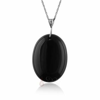 Doğal Siyah Onix Taşı Kolye - Osmanlı Pazar