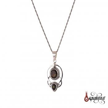 Doğal Turmalin Taşlı Özel Tasarım 925 Ayar Gümüş Kolye - Osmanlı Pazar