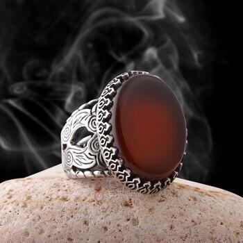 Doğal Yemen Akik Taşı 925 Ayar Gümüş Yüzük El İşçiliği - Osmanlı Pazar