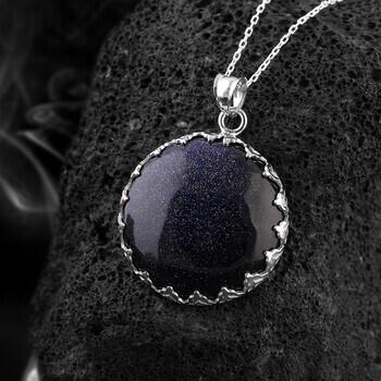 Doğal Yıldız Taşı 14 Ayar Beyaz Altın Kolye - Osmanlı Pazar