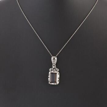 Dumanlı Kuvars Doğal Taşlı 925 Ayar Gümüş Kolye - Osmanlı Pazar