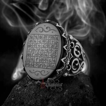 El Oyması Celcelutiye Vefki Siyah Akik Kalem İşi Yüzük - Osmanlı Pazar