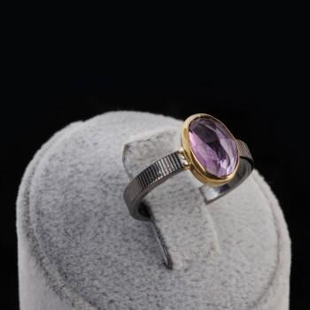 Fasetli Ametist Taşlı 925 Ayar Bayan Gümüş Yüzük - Osmanlı Pazar