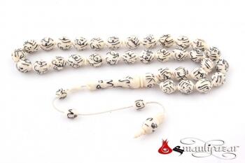 Fildişi Tesbih Esma-ül Hüsna Yazılı Kalem İşçilikli Tesbih - Osmanlı Pazar