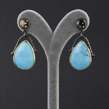 Firuze Doğal Taşlı 925 Ayar Gümüş Küpe - Osmanlı Pazar