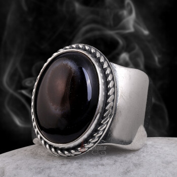 Göz Akik Taşı 925 Ayar Gümüş El İşi Yüzük - Osmanlı Pazar