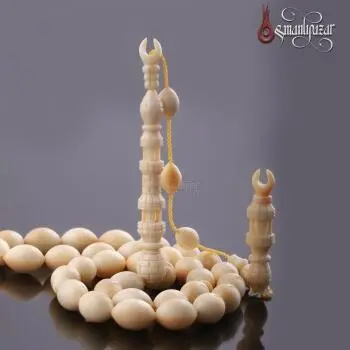 Harem-i Şerif Oyma Selamet Şeker Usta Yapımı Balina Dişi Tesbih - Osmanlı Pazar