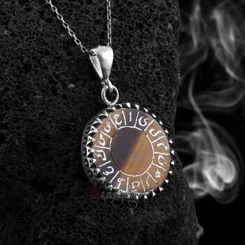 Huruf-I Mukatta Yazılı Kaplangözü Taşı 925 Ayar Gümüş Kolye - Osmanlı Pazar