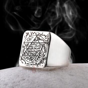 Hz. Süleyman Mührü 925 Ayar Gümüş Yüzük El Oyması - Osmanlı Pazar