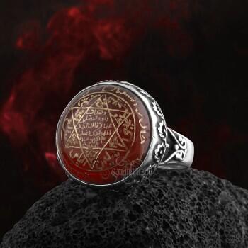 Hz. Süleyman Mührü Akik Taşı Bay- Bayan Gümüş Yüzük - Osmanlı Pazar