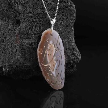 İç Ferahlığı İçin Dua Yazılı Dantel Akik Taşı Kolye - Osmanlı Pazar