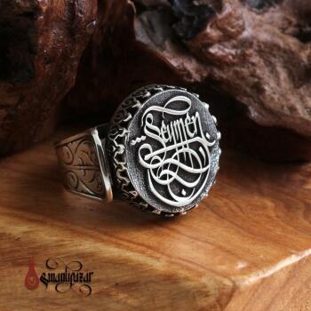 İsme Özel Mühür Hat Sanatlı 925 Ayar Gümüş Yüzük - Osmanlı Pazar