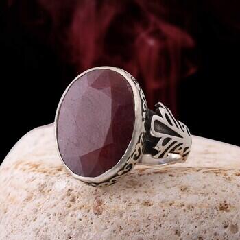 İyi Kalite Yakut Taşı 925 Ayar Gümüş Zarif Kasa Yüzük - Osmanlı Pazar