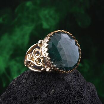 İyi Kalite Zümrüt Taşlı 14 Ayar Altın Bay- Bayan Yüzük - Osmanlı Pazar