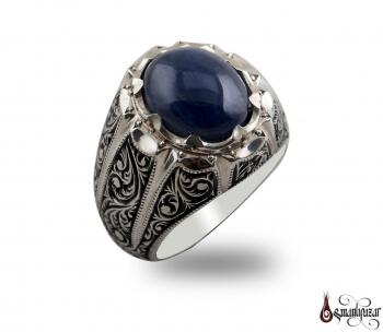 Jakarta Safiri Gotik Mıhlama Özel Kalem işi Gümüş Yüzük Nurullah Daştan Usta - Osmanlı Pazar