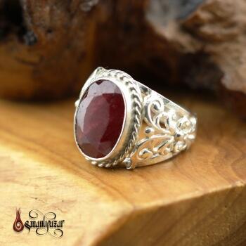 Kaliteli Yakut Taşlı 925 Ayar Gümüş Yüzük - Osmanlı Pazar
