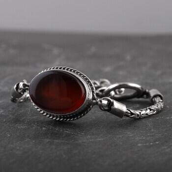 Kaliteli Yemen Akik Taşı 925 Ayar Gümüş Bileklik - Osmanlı Pazar