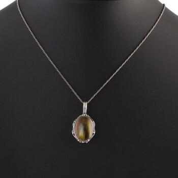 Kaplangözü Doğal Taşlı 925 Ayar Gümüş Kolye - Osmanlı Pazar