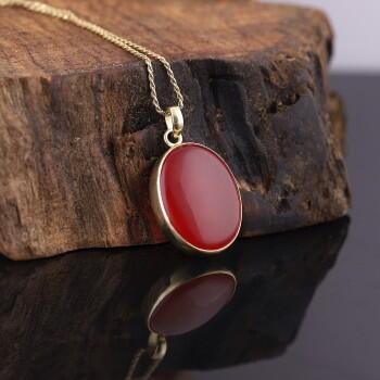 Karnelyan Akik Taşlı 925 Ayar Gümüş Kolye - Osmanlı Pazar