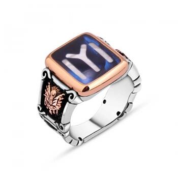 Kayı Bayraği Mineli 925 Ayar Gümüş Erkek Yüzük - Osmanlı Pazar