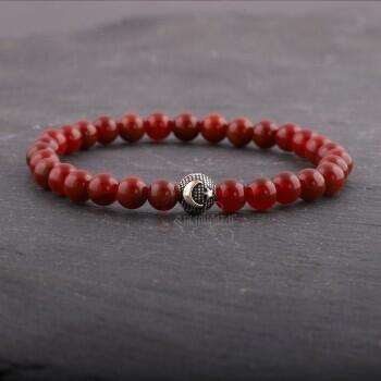 Kırmızı Akik Doğal Taşlı Ay Yıldız Aparatlı Bileklik - Osmanlı Pazar