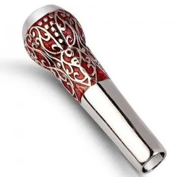 Kırmızı Renk 925 Ayar Desenli Gümüş Sipsi - Osmanlı Pazar