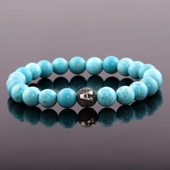 Kişiye Özel ( Harfli) Turkuaz Doğal Taşlı Unisex Bileklik - Osmanlı Pazar