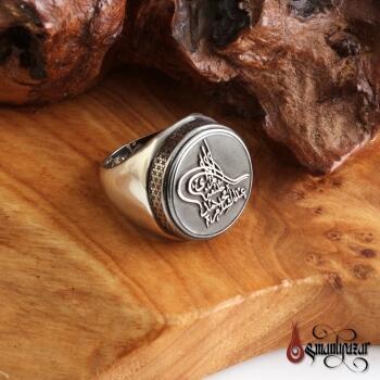 Kişiye Özel İsim Tuğralı 925 Ayar Gümüş Yüzük - Osmanlı Pazar