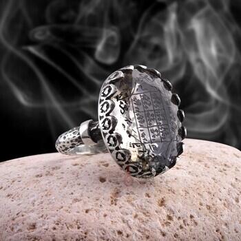 Kötü Alışkanlıklardan Kurtulmak İçin El Yazısı Dualı Necef Taşı Gümüş Yüzük - Osmanlı Pazar