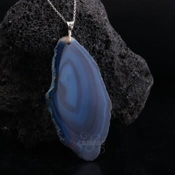 Lacivert Dantel Akik Doğal Taşlı Kolye - Osmanlı Pazar