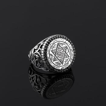 Lale Motifli 925 Ayar Gümüş Mührü Süleyman Yüzük - Osmanlı Pazar