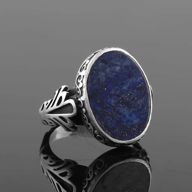 Lapis Lazuli Taşlı Gümüş Yüzük El İşçiliği