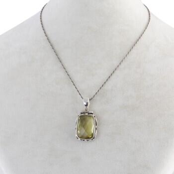 Limon Kuvars Doğal Taşlı 925 Ayar Gümüş Kolye - Osmanlı Pazar