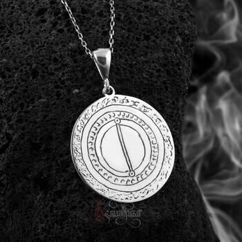 Madde ve Mana Aleminde Nimetler Vefki 925 Ayar Gümüş Plaka Kolye - Osmanlı Pazar