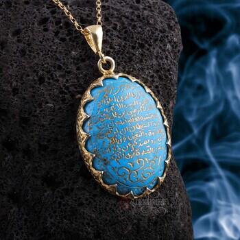 Maide Suresi 90-91 İçki ve Kumarı Bırakmak İçin Ayet Yazılı Altın Kaplama Gümüş Kolye - Osmanlı Pazar