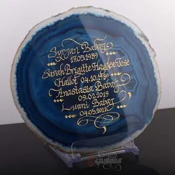 Mavi Dantel Akik Taşı Kişiye Özel İsimlik Akik Plaka - Osmanlı Pazar