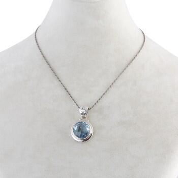 Mavi Topaz Doğal Taşlı 925 Ayar Gümüş Kolye - Osmanlı Pazar