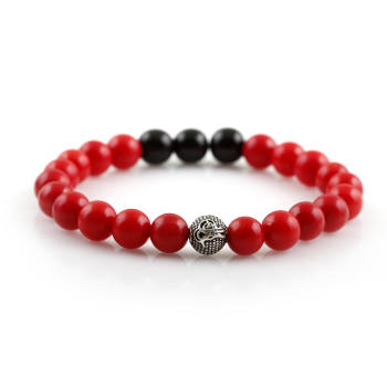 Mercan ve Onix Doğal Taşlı Gümüş Aparatlı Bileklik - Osmanlı Pazar