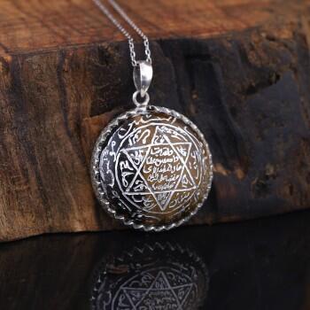 Mühr-ü Süleyman Kolye Kaplangözü Taşlı El Oyması - Osmanlı Pazar