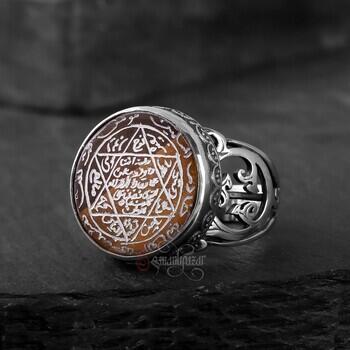 Mührü Süleyman 925 Ayar Gümüş Kaplangözü Taşı El İşçiliği Yüzük - Osmanlı Pazar