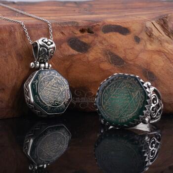 Mührü Süleyman Set Gümüş Kolye ve Yüzük Kombin - Osmanlı Pazar