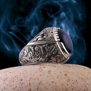 Nurullah Daştan Usta Özel Koleksiyon 925 Ayar Gümüş Star Safir Yüzük - Osmanlı Pazar