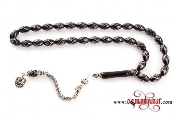 Oltu 925 Ayar Gümüş İşleme ve Püsküllü Tesbih - Osmanlı Pazar