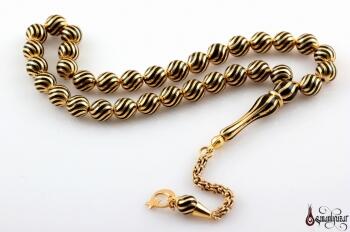 Oltu Tesbih Karpuz Yarma Helezonik İşleme Altın Kaplama Püskül - Osmanlı Pazar