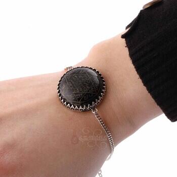 Oniks Taşı Mührü Süleyman Bay- Bayan 925 Ayar Gümüş Bileklik - Osmanlı Pazar