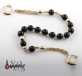 Onix Doğal Taşlı ZAZA 14 Ayar ALTIN Tesbih - Osmanlı Pazar