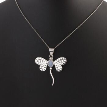 Opal Doğal Taşlı 925 Ayar Gümüş Yusufçuk Kolye - Osmanlı Pazar