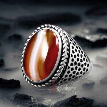 Orijinal Çizgili Akik Taşı 925 Ayar Gümüş Bay-Bayan Yüzük - Osmanlı Pazar