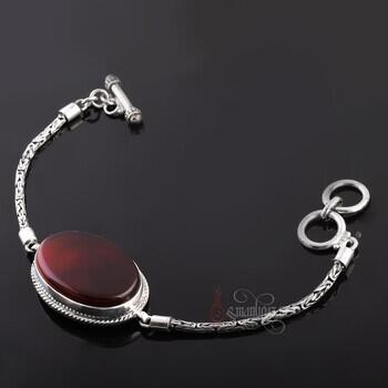 Orijinal Yemen Akik Taşı 925 Ayar Gümüş Bileklik - Osmanlı Pazar